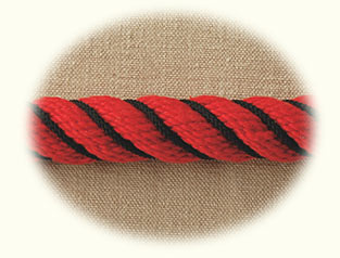 24mm red polyester rope wormed with black for stair ropes,bannister rope and rope handrails