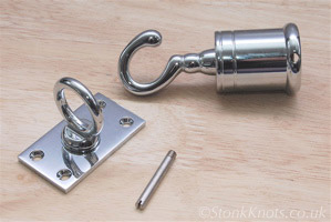 barrier rope hook end fitting in chrome finish