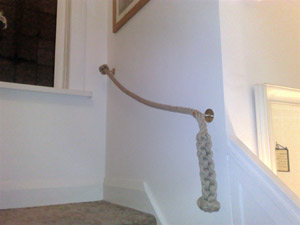 Rope bannister in situ Rope bannister in situ