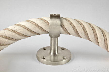 rope handrail fittings: cotton wound with hemp and satin chrome bracket